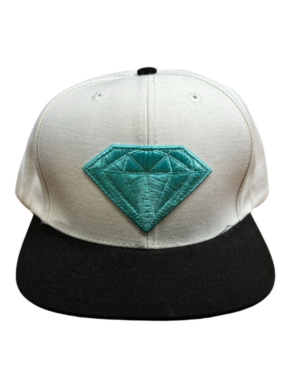 Diamond Supply Co. Emblem Logo Snapback Hat White Black Tiffany Blue OSFM